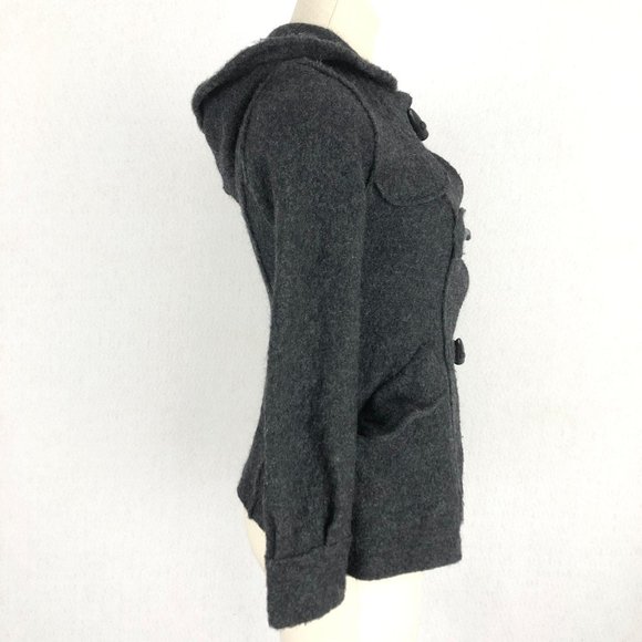 FYLO by Nylon Women's Size Small** Grey Boiled Wool Long Sleeve Duffle Coat - Picture 4 of 8